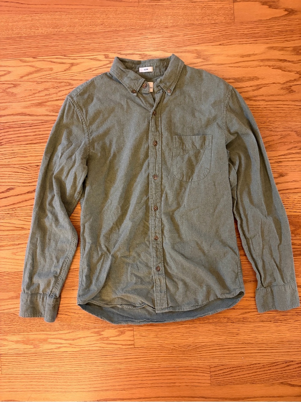 J Crew Olive Green Brushed Twill Button-Down Shirt - M Slim